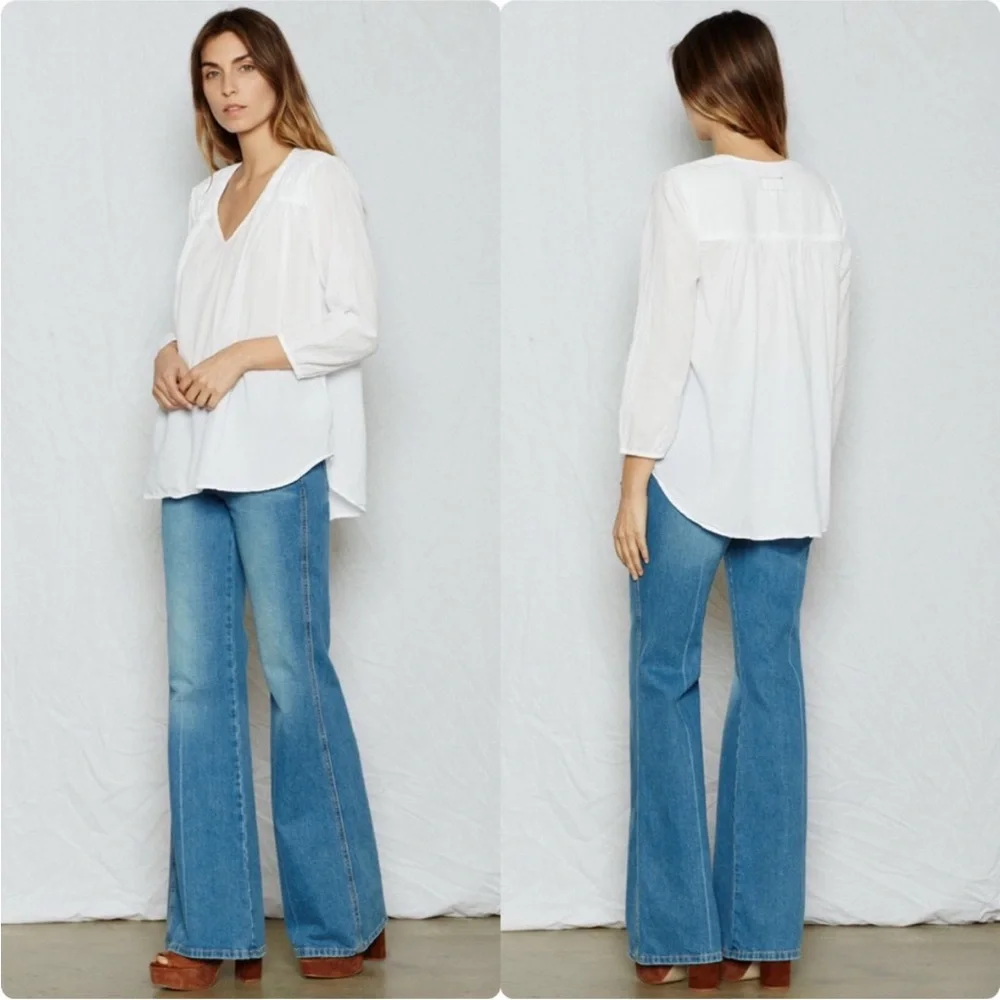 Current/Elliott White Boho Peasant Picnic Blouse Top Women’s Small Gauze Lace - Picture 9 of 13